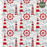 Lighthouse Rudder Marine Pattern Digital Printed Fabric